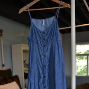 Free People denim snap-front sundress